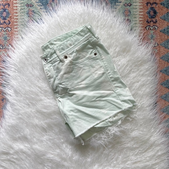 madewell denim shorts mint tie dye bleach cutoff jean shorts festival style - Picture 12 of 16